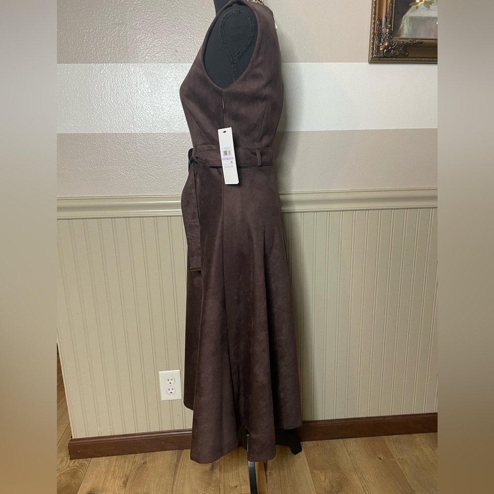 Brand New Calvin Klein Women's Slvless Chocolate Suede Aline Dress - Picture 5 of 15